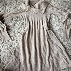 Lola vintage y2k long winter Cream Turtleneck Sweater Dress